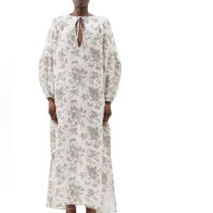 By Walid Rose Floral Print Linen Maxi Dress Small